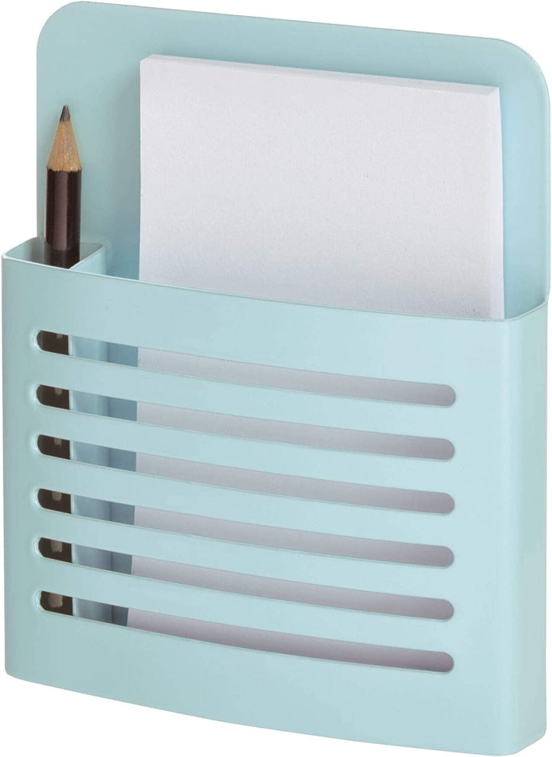 Idesign 85176 Magnetic Modern Pen and Pencil Holder, Writing Utensil Storage Organizer for Kitchen, Locker, Home, or Office, Set of 1, Mint Blue