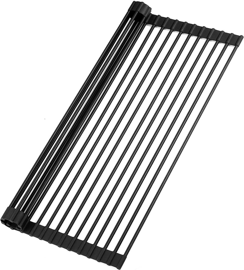Zulay Kitchen Large 20.5" Roll up Dish Drying Rack - Heavy Duty Silicone Wrapped Steel Rods over Sink Dish Drying Rack - Versatile Roll up Sink Drying Rack & Trivet - Red Sporting Goods > Outdoor Recreation > Fishing > Fishing Rods Zulay Kitchen Midnight Black 20.5 inches x 13 inches 