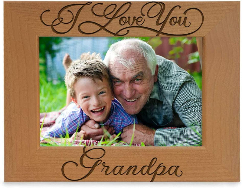 KATE POSH I Love You Grandpa, Grandparent'S Day, Best Grandpa Ever, Grandpa & Me, Engraved Natural Wood Picture Frame from Granddaughter, Grandson (5X7 Horizontal) Home & Garden > Decor > Picture Frames KATE POSH 4x6 Horizontal  
