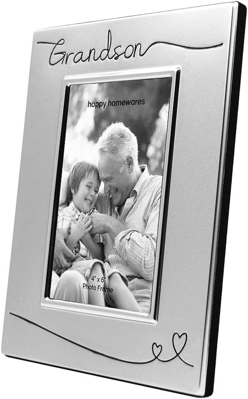 Haysom Interiors Beautiful Two Tone Silver Plated Grandson 4" X 6" Picture Frame with Black Velvet | Unique and Thoughtful Gift Idea Home & Garden > Decor > Picture Frames Haysom Interiors   