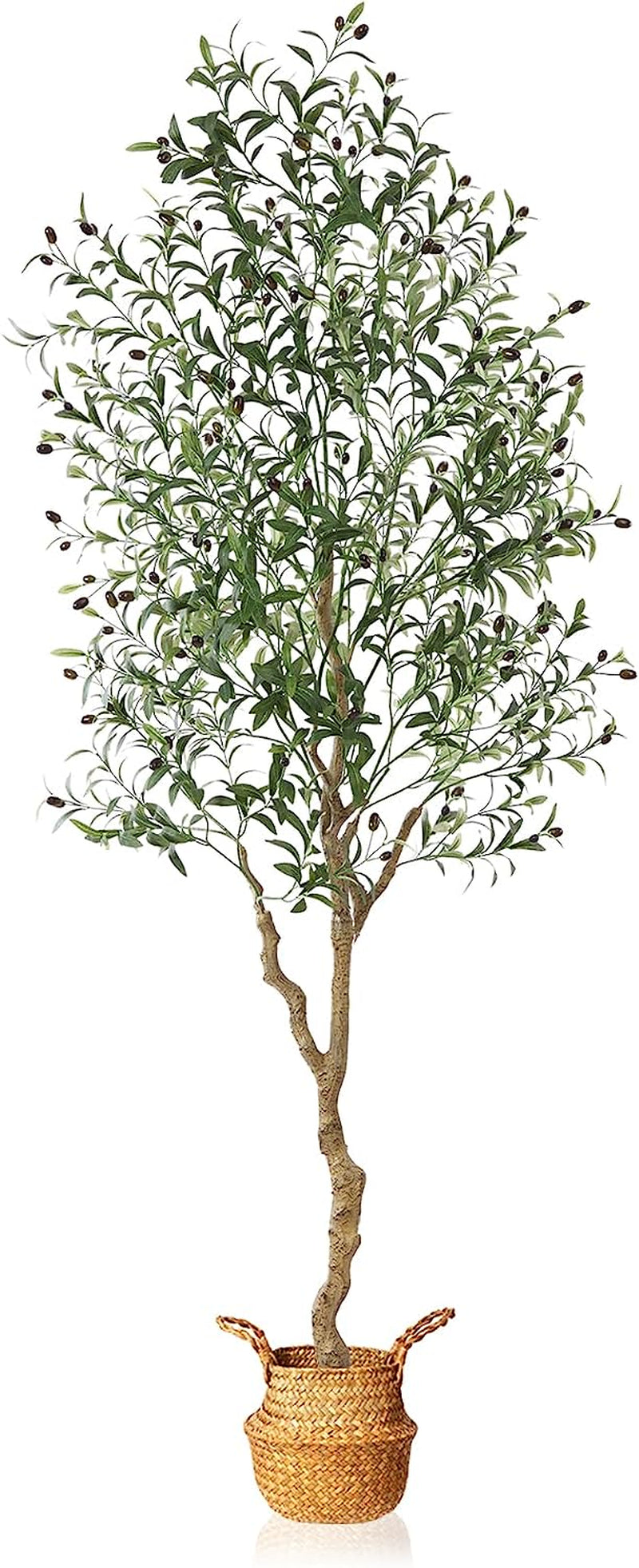 MOSADE Artificial Olive Tree 7 Feet Fake Olive Silk Plant and Handmade Seagrass Basket, Perfect Tall Faux Topiary Silk Tree for Indoor Entryway Modern Decor Home Office Porch Balcony Gift,2Pack  MOSADE 1 7 Feet 
