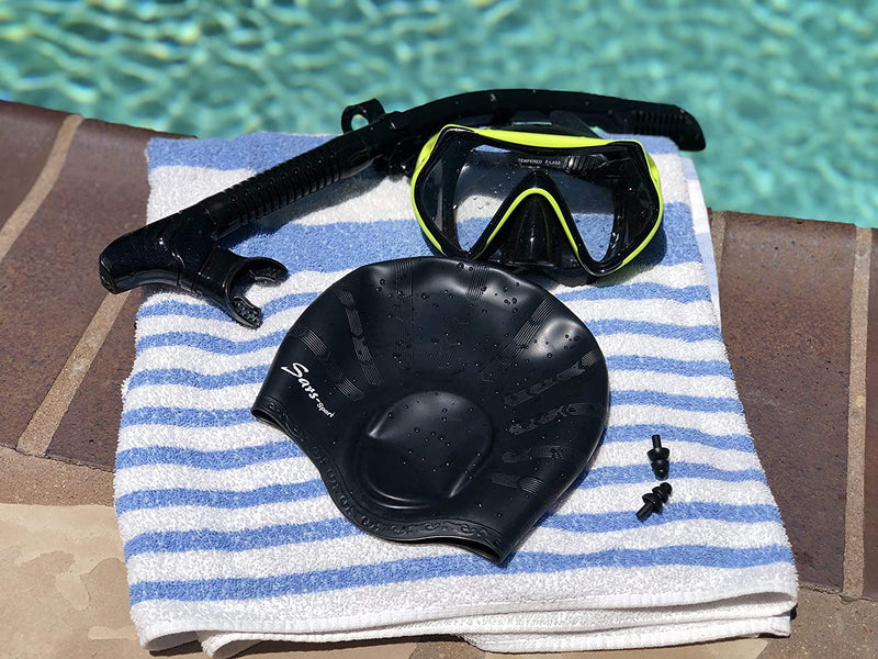 E-Sars Swim Caps Keep Hair Dry & Cover Ears - Stretch to Fit Most - for Short or Long Hair - for Women Men Adults Youth Teens Kids - Swimming Cap Sets Includes Earplug and Nose Clip as a Bonus Sporting Goods > Outdoor Recreation > Boating & Water Sports > Swimming > Swim Caps e-Sars   