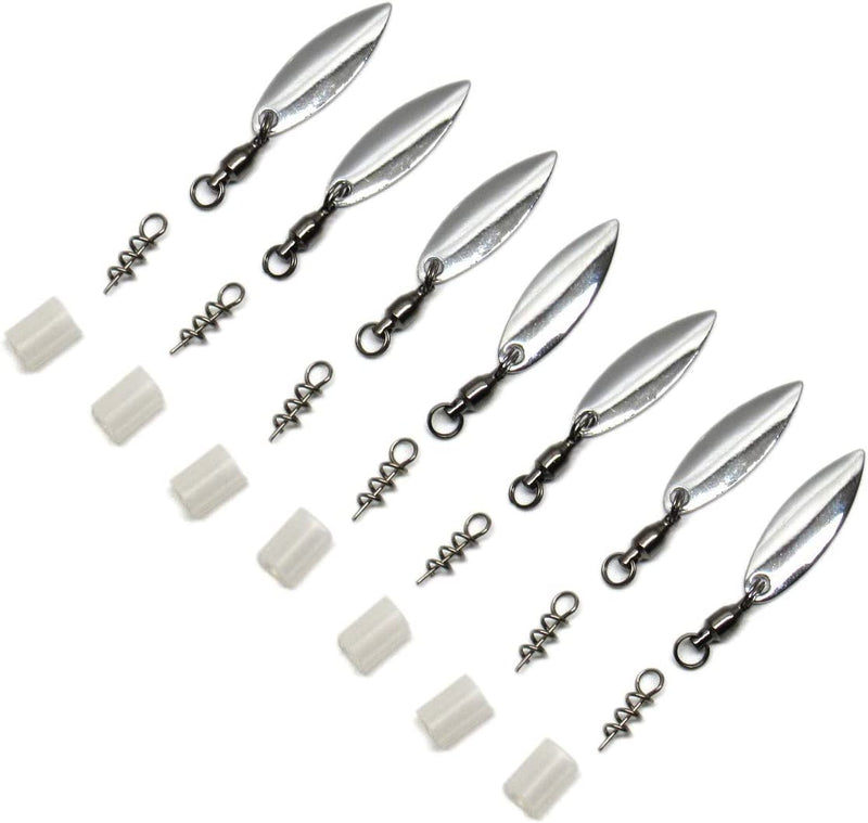 Harmony Fishing Company - [7 Pack Tail Spinners (Hitchhikers for Soft Plastic/Senko Fishing Lures, Willow or Colorado Blade) Sporting Goods > Outdoor Recreation > Fishing > Fishing Tackle > Fishing Baits & Lures Harmony Fishing Company Willow Blade (7 Pack, Silver)  