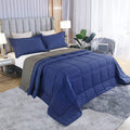 SOULOOOE Oversized California King plus Comforter 120X120 Extra Large King Size Quilts 3 Pieces Lightweight Reversible down Alternative Bedspreads for All Season with 8 Corner Tabs Blanket Grey Home & Garden > Linens & Bedding > Bedding > Quilts & Comforters SOULOOOE Navy/Dark Grey Oversized King Plus 