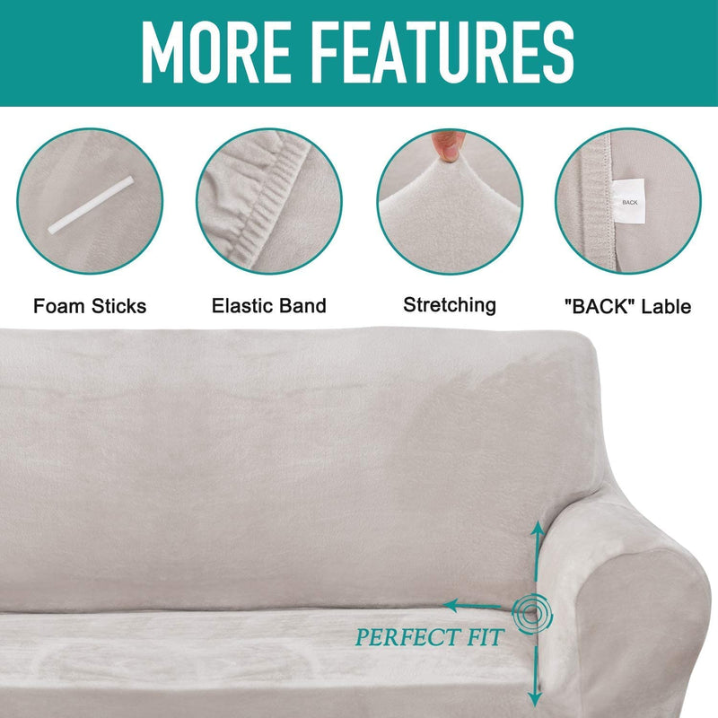 RHF Velvet-Sofa Slipcover, Stretch Couch Covers for 3 Cushion Couch-Couch Covers for Sofa-Sofa Covers for Living Room,Couch Covers for Dogs, Sofa Slipcover,Couch Slipcover(Beige-Sofa) Home & Garden > Decor > Chair & Sofa Cushions Rose Home Fashion   