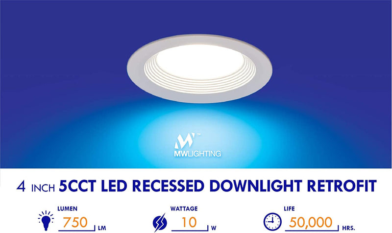 MW 4 Inch 5 Selectable Color Temperature LED Downlight with Baffle Trim, 2700/3000/3500/4000/5000K, Dimmable, 75W Incandescent Equal, 750LM, Energy Star (1 Pack) Home & Garden > Lighting > Flood & Spot Lights mw   
