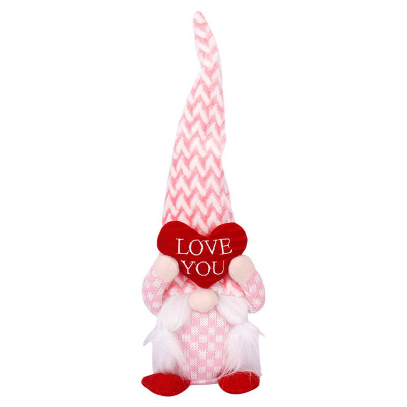 Love Faceless Gnome Handmade Table Ornament Dwarf Doll Valentine'S Present Valentine'S Day Decoration Home & Garden > Decor > Seasonal & Holiday Decorations Popfeel 5.12*3.54*14.17" A2 