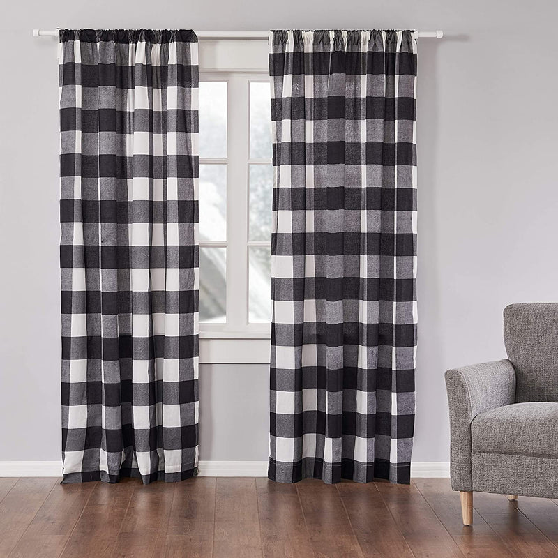 Levtex Home - Camden - Drape Panel/Curtain (55X84In.) with Rod Pocket - Buffalo Check - Grey and Cream Home & Garden > Decor > Window Treatments > Curtains & Drapes Levtex Black Set of 2 - Drape Panels 55x84 