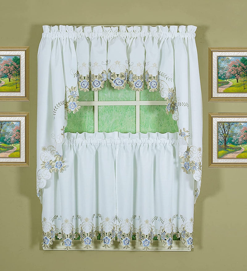 Today'S Curtain Verona Reverse Embroidery Tie-Up Shade, 63", Ecru/Rose Home & Garden > Decor > Window Treatments > Curtains & Drapes Today's Curtain White/Blue Tier 60"W X 36"L 