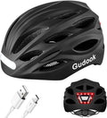 Gudook Bike Helmet Adult Helmets for Men/Women: with USB Rechargeable Front and Rear LED Light for Cycling Urban Commuter Casco Para Bicicleta Lightweight Bicycle Helmet Sporting Goods > Outdoor Recreation > Cycling > Cycling Apparel & Accessories > Bicycle Helmets Gudook Matte black Large 