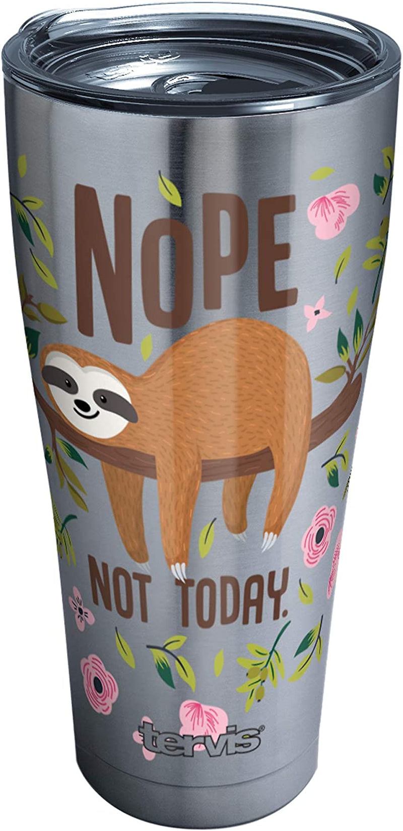 Tervis 1303151 Sloth Nope Not Today Insulated Tumbler with Wrap and Pink Lid, 16 Oz, Clear Home & Garden > Kitchen & Dining > Tableware > Drinkware Tervis Tumbler Company Stainless Steel 30oz 