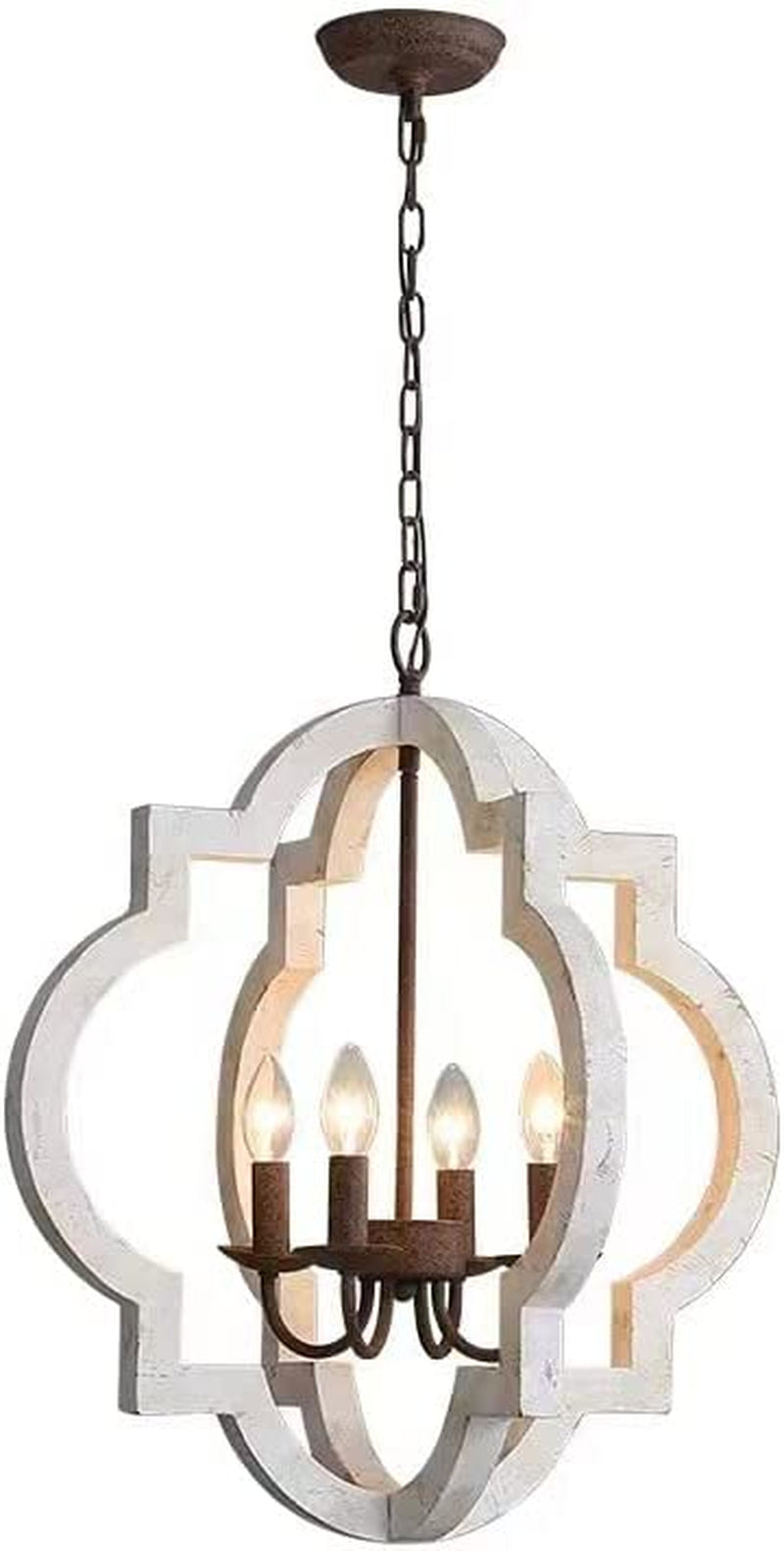 White Solid Wood Shaped Chandelier Farmhouse Chandeliers, with 4-Lights, Old Style Suspension Chandelier, Restaurants, Living Rooms, Kitchen Lighting Home & Garden > Lighting > Lighting Fixtures > Chandeliers SoBigFeiji   
