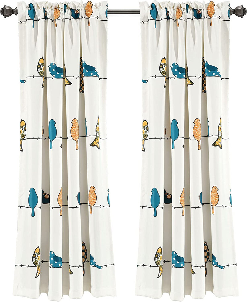 Lush Decor Rowley Birds Room Darkening Window Curtain Panel Pair, 63" Long X 52" Wide, Multi Home & Garden > Decor > Window Treatments > Curtains & Drapes Lush Decor   