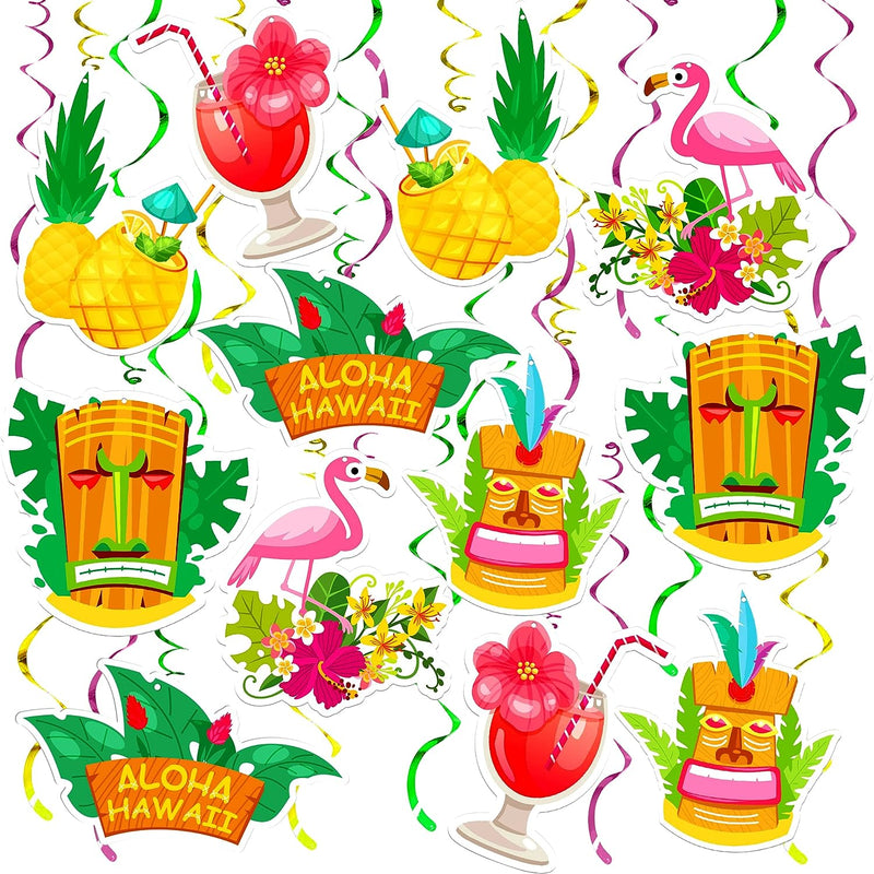 Katchon, Tropical Hanging Swirls Decoration - Pack of 30, No DIY | Tropical Birds Decorations, Hawaiian Party Decorations | Tropical Party Decorations, Luau Party Decorations | Bird Party Decorations  KatchOn Green, Yellow, Pink  