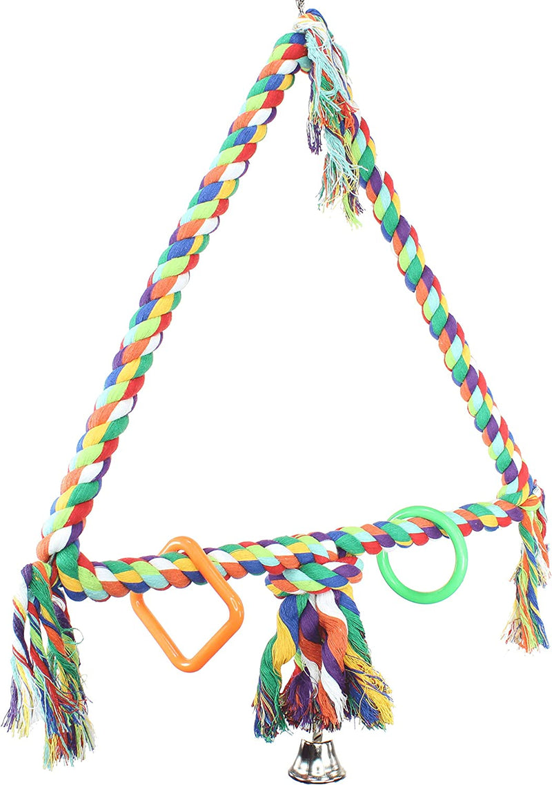 Bonka Bird Toys 1035 Medium Rope Triangle Colorful Cotton Chew Climb Parrot Parrotlet Budgie Finch Animals & Pet Supplies > Pet Supplies > Bird Supplies > Bird Toys Bonka Bird Toys Large  