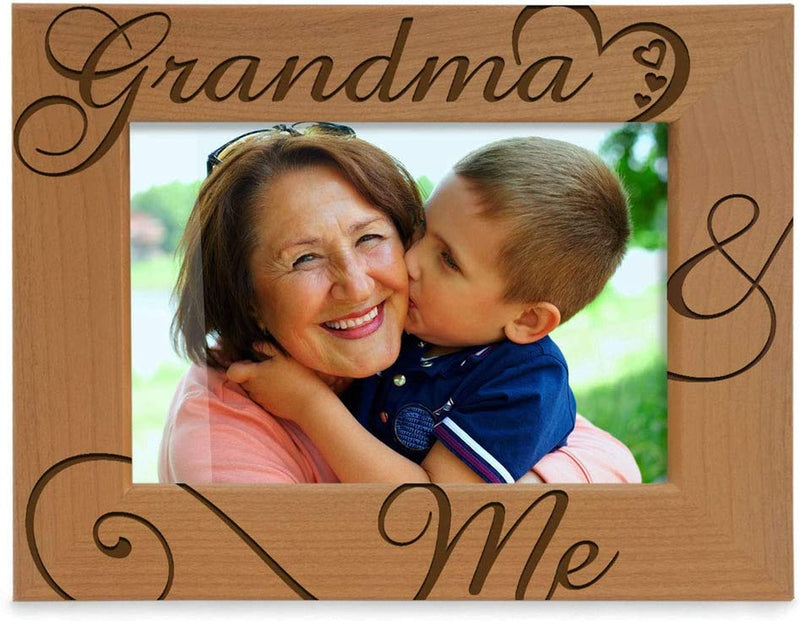 KATE POSH Grandma and Me Engraved Natural Wood Picture Frame, I Love You Grandma, Grandparent'S Day, Best Grandma Ever, Grandmother Gifts, Grandma & Me, Mother'S Day (4X6-Vertical)