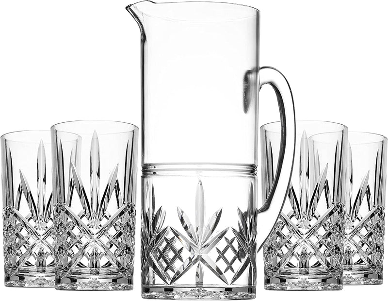 Godinger Pitcher and Highball Drinking Glasses Set, Acrylic Shatterproof Water Jug Pitcher with Tall Drinking Cups - Dublin Collection Home & Garden > Kitchen & Dining > Barware Godinger   