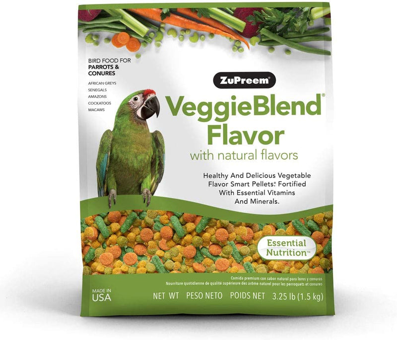 Zupreem Veggieblend Smart Pellets Bird Food for Parrots & Conures, 3.25 Lb Bag - Made in the USA, Daily Nutrition, Essential Vitamins, Minerals for African Greys, Senegals, Amazons, Eclectus, Cockatoos Animals & Pet Supplies > Pet Supplies > Bird Supplies > Bird Food ZuPreem   