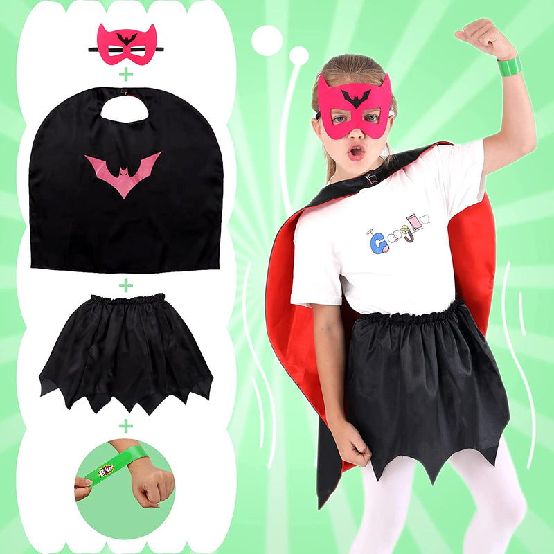 Kuaima Superhero Capes and Masks for Girls - Kids Halloween Cosplay Dress up Costumes with Skirt and Wristbands for Girls Birthday Party Gifts  3 years and up   