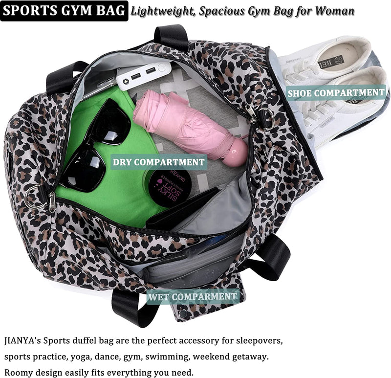 Sports Gym Bag, JIANYA Weekender Overnight Travel Duffle Bag with Wet Pocket & Shoe Compartment for Women Teen Girls Home & Garden > Household Supplies > Storage & Organization JIANYA   
