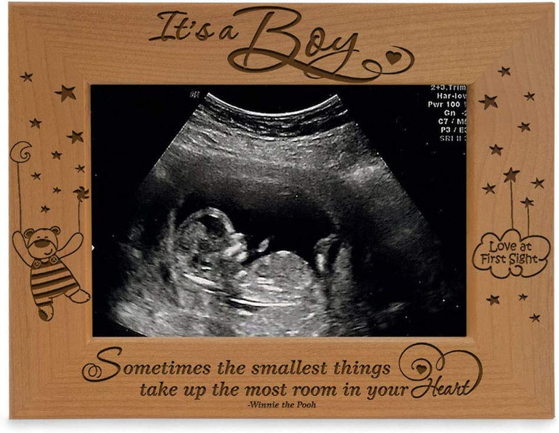 KATE POSH Baby Engraved Wood Picture Frame - Sometimes the Smallest Things Take up the Most Room in Your Heart - Winnie the Pooh Sonogram Picture Frame, New Mom, New Dad (3 1/2 X 5 - It'S a Boy) Home & Garden > Decor > Picture Frames KATE POSH 3 1/2 x 5 - It's a Boy  