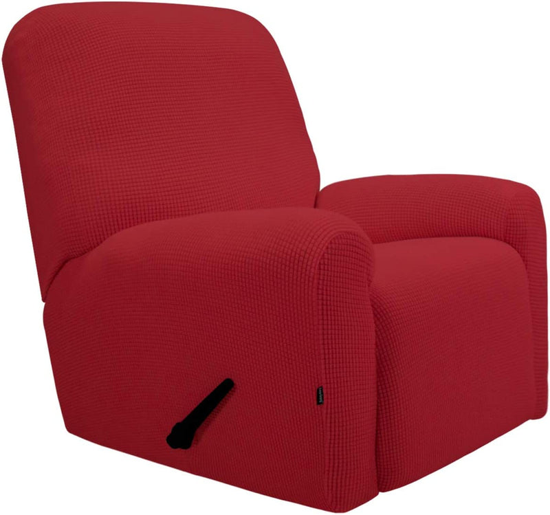 Purefit Stretch Recliner Sofa Slipcover with Pocket with Pocket – Spandex Jacquard Non Slip Soft Couch Sofa Cover, Washable Furniture Protector with Elastic Bottom for Kids (Recliner, Chocolate) Home & Garden > Decor > Chair & Sofa Cushions PureFit Red  