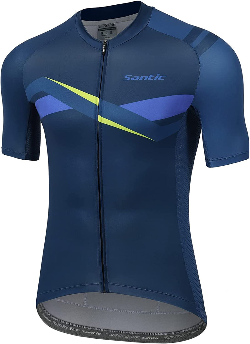 Santic Men'S Cycling Jersey Shorts Sleeve Tops Pro Road Bike Bicycle Shirt Full Zip MTB Clothing with Pockets Sporting Goods > Outdoor Recreation > Cycling > Cycling Apparel & Accessories SANTIC(QUANZHOU) SPORTS CO.,LTD. Navy Blue-2219 Large 