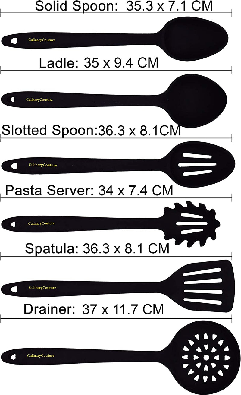Culinary Couture Aqua Sky Silicone Cooking Utensils Set - Sturdy Steel Inner Core - Spatula, Mixing & Slotted Spoon, Ladle, Pasta Server, Drainer - Heat Resistant Kitchen Tools - Bonus Recipe Ebook Home & Garden > Kitchen & Dining > Kitchen Tools & Utensils Culinary Couture   