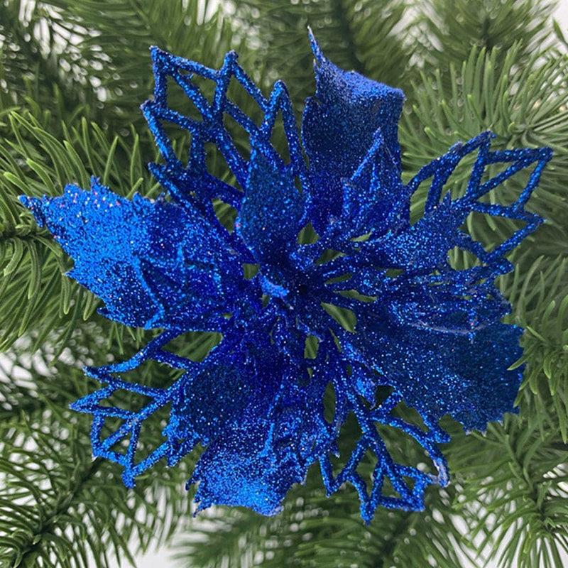 1/10 Pcs Christmas Large Poinsettia Glitter Flower Tree Decorations Xmas Party Home Home & Garden > Decor > Seasonal & Holiday Decorations& Garden > Decor > Seasonal & Holiday Decorations WODLLCHD 10 Pcs Royal Blue 
