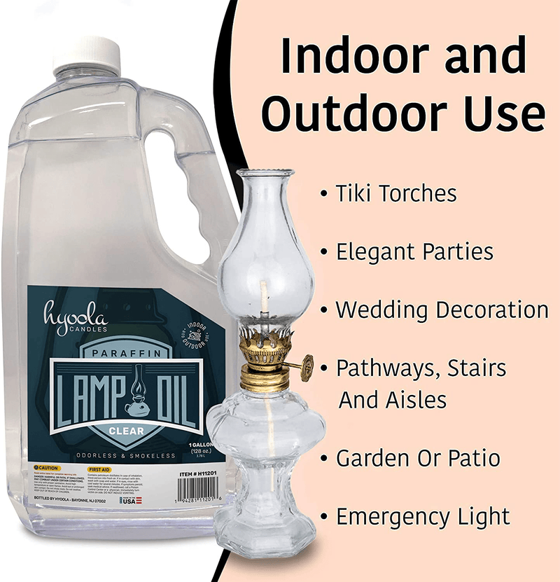 1-Gallon Liquid Paraffin Lamp Oil - Clear Smokeless, Odorless, Ultra Clean Burning Fuel for Indoor and Outdoor Use - Highest Purity Available - by Hyoola Candles Home & Garden > Lighting Accessories > Oil Lamp Fuel Hyoola Candles   