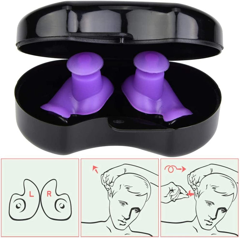 1 Pair Waterproof Swimming Ear Plugs Professional Silicone anti Noise Earplugs Soft Protective Protector Reusable for Swimming Diving Surfing Slee, for Baby, Toddlers, Kids and Adult(Purple) Sporting Goods > Outdoor Recreation > Boating & Water Sports > Swimming Wbestexercises   