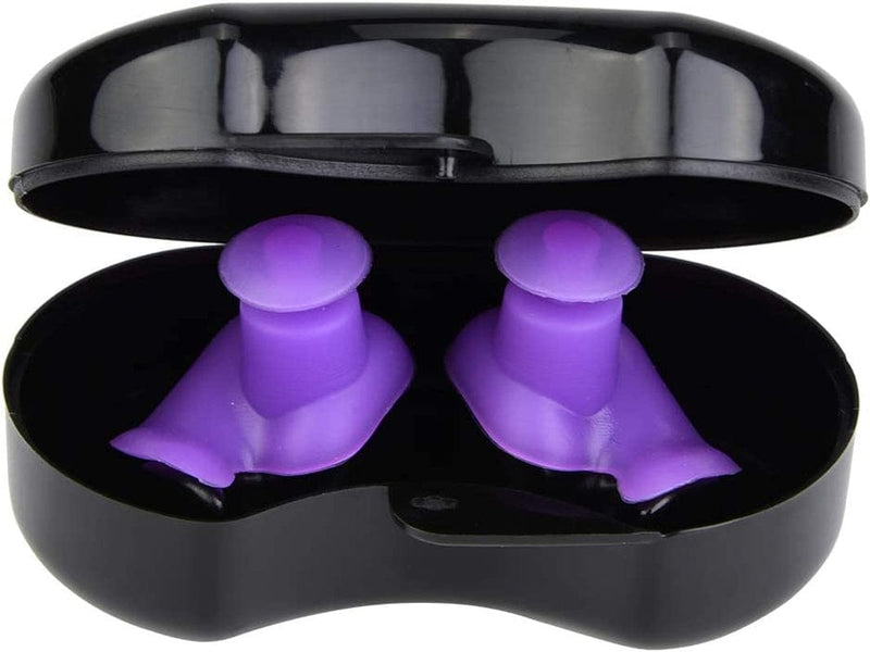 1 Pair Waterproof Swimming Ear Plugs Professional Silicone anti Noise Earplugs Soft Protective Protector Reusable for Swimming Diving Surfing Slee, for Baby, Toddlers, Kids and Adult(Purple)