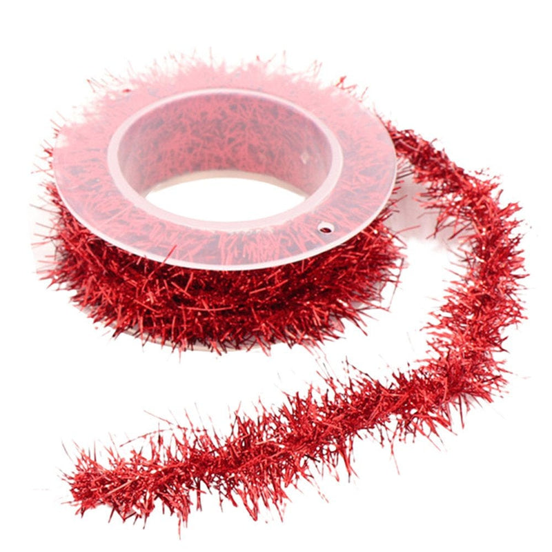 1 Roll 1.5M Christmas Tinsel Garland Soft Flexible Iron Wire Colorful Ribbon Atmosphere Decoration DIY Making Christmas Tree Garland Wedding Party Decoration Holiday Supplies Home & Garden > Decor > Seasonal & Holiday Decorations& Garden > Decor > Seasonal & Holiday Decorations Lohuatrd Red  