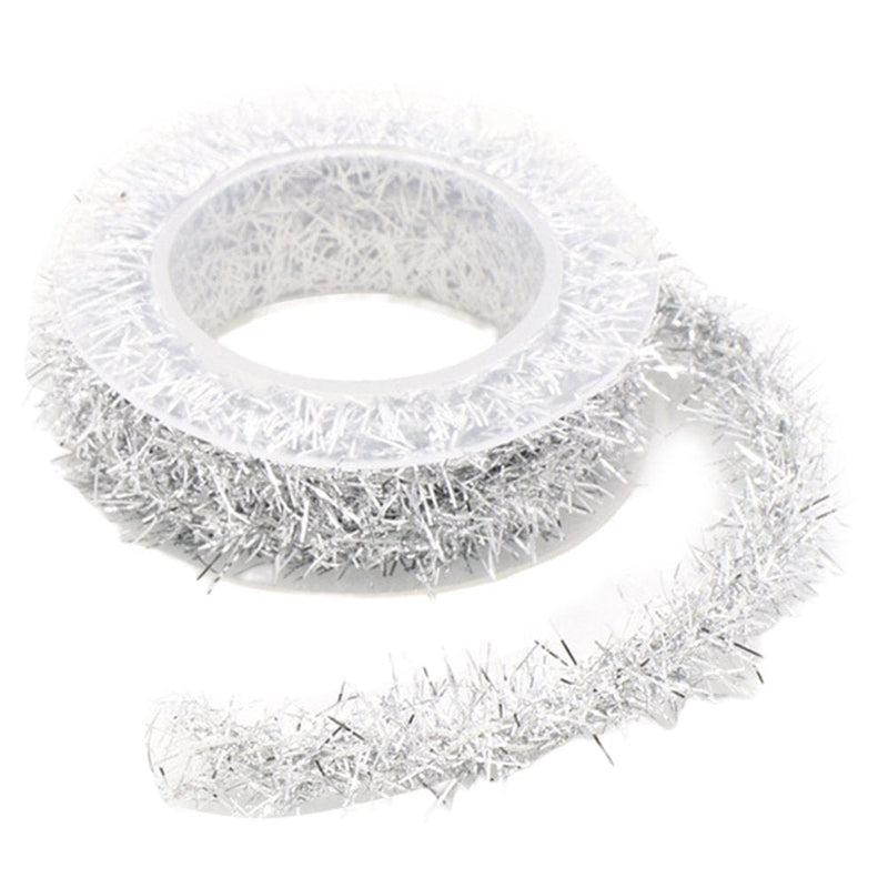 1 Roll 1.5M Christmas Tinsel Garland Soft Flexible Iron Wire Colorful Ribbon Atmosphere Decoration DIY Making Christmas Tree Garland Wedding Party Decoration Holiday Supplies Home & Garden > Decor > Seasonal & Holiday Decorations& Garden > Decor > Seasonal & Holiday Decorations Lohuatrd Silver  