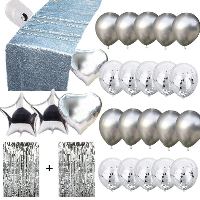 1 Set Air Balloons Baby Shower Balloon Kids Event Birthday Party Decor Supplies Silver Arts & Entertainment > Party & Celebration > Party Supplies Mylobeth Silver  
