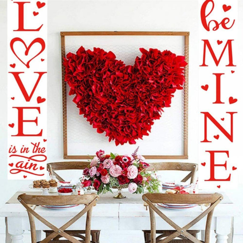 1 Set Valentines Day Decorations Banners Door Porch Sign Hanging Love Heart Streamers Wall Decor Party Supplies Home & Garden > Decor > Seasonal & Holiday Decorations Lorddream   