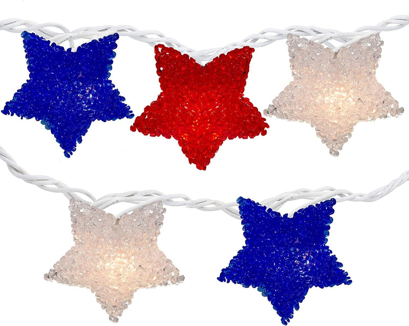 10-Count Red and Blue Fourth of July Star String Light Set, 5.25' White Wire Home & Garden > Lighting > Light Ropes & Strings Northlight   