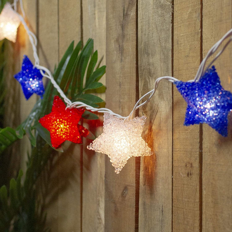 10-Count Red and Blue Fourth of July Star String Light Set, 5.25' White Wire Home & Garden > Lighting > Light Ropes & Strings Northlight   