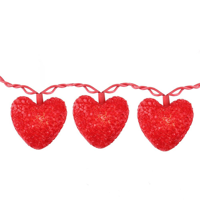 10-Count Red Heart Mini Valentine'S Day Light Set, 7.5Ft Red Wire Home & Garden > Lighting > Light Ropes & Strings Northlight   