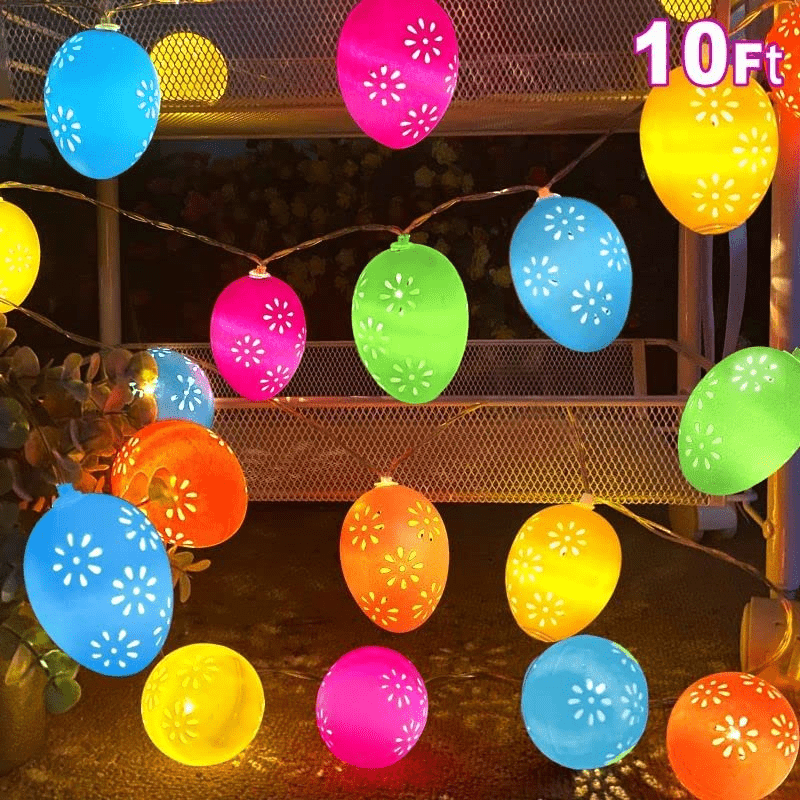 10 Ft 20 Led Easter String Lights Decorations Colorful Hollow Easter Eggs Shell Fairy Lights Battery Operated Easter Decoration Outdoor Indoor Home Tree Bedroom Easter Hunt Party (Warm White) Home & Garden > Decor > Seasonal & Holiday Decorations TURNMEON   