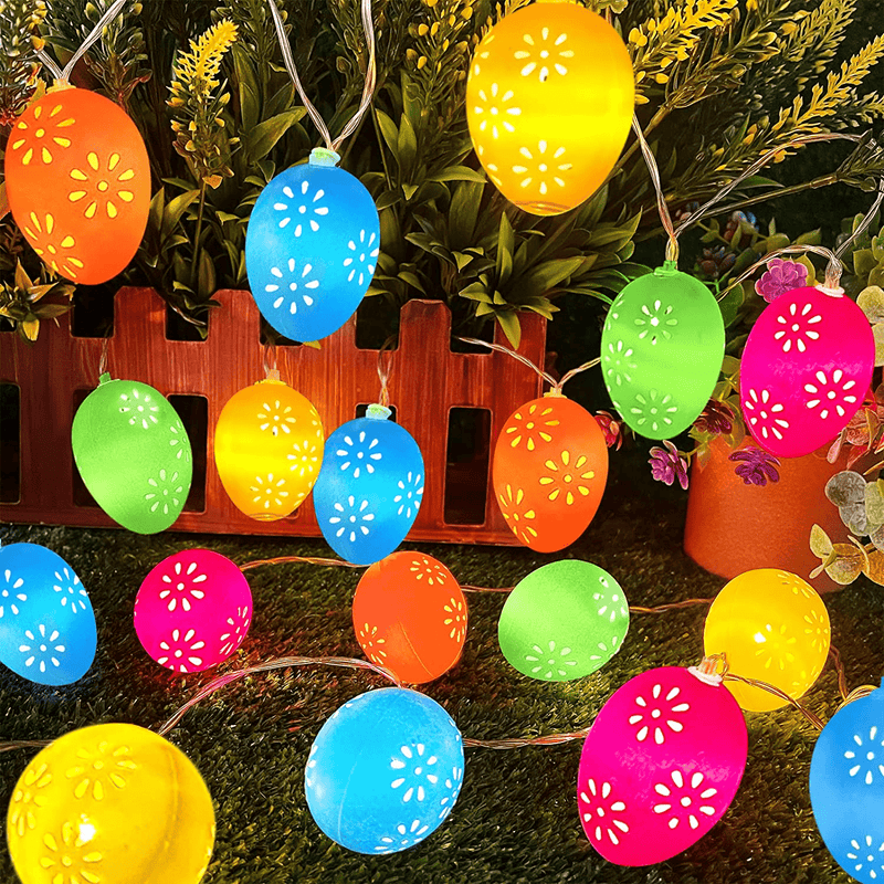 10 Ft 20 Led Easter String Lights Decorations Colorful Hollow Easter Eggs Shell Fairy Lights Battery Operated Easter Decoration Outdoor Indoor Home Tree Bedroom Easter Hunt Party (Warm White)