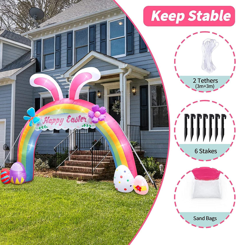 10 FT Easter Inflatables Outdoor Decorations, Prelit Decor with 12 LED Lights for Yard Party Home & Garden > Decor > Seasonal & Holiday Decorations KPCB Tech   