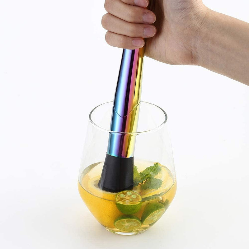 10 Inch Stainless Steel Muddler for Cocktails and Mixing Spoon by FYL? Gold Muddler