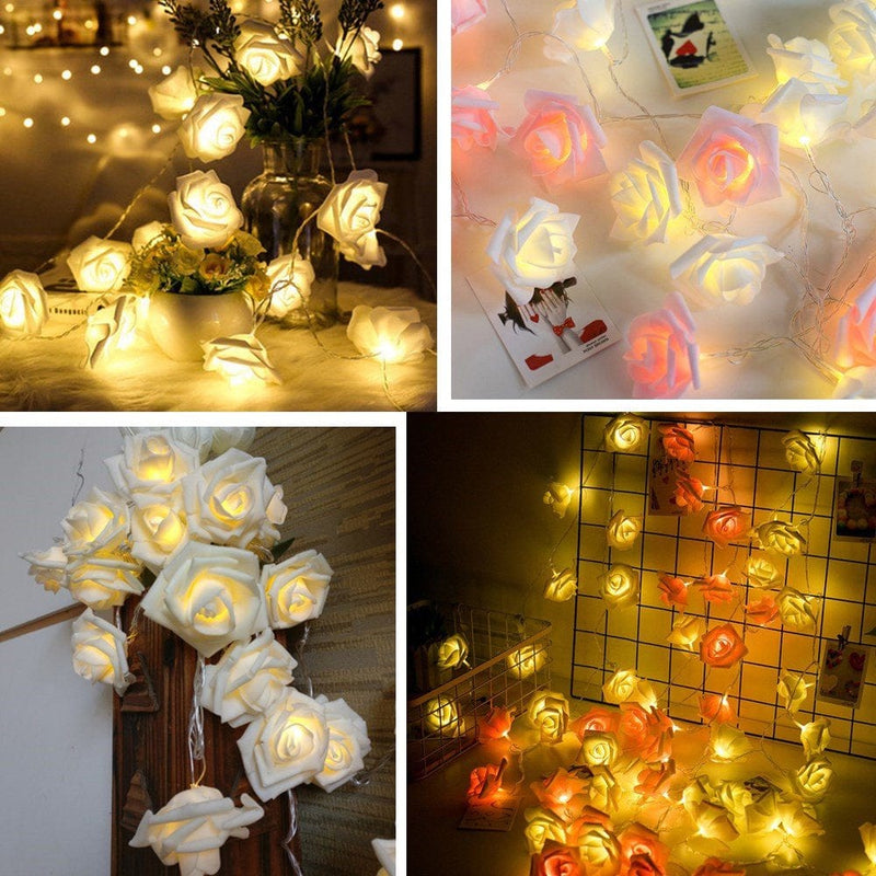 10 Led Rose Flowers Fairy Light Battery Operated String Romantic Lights for Valentine'S Day, Wedding, Room, Christmas, Patio, Festival Party Decor Home & Garden > Decor > Seasonal & Holiday Decorations BOOBEAUTY Pink  