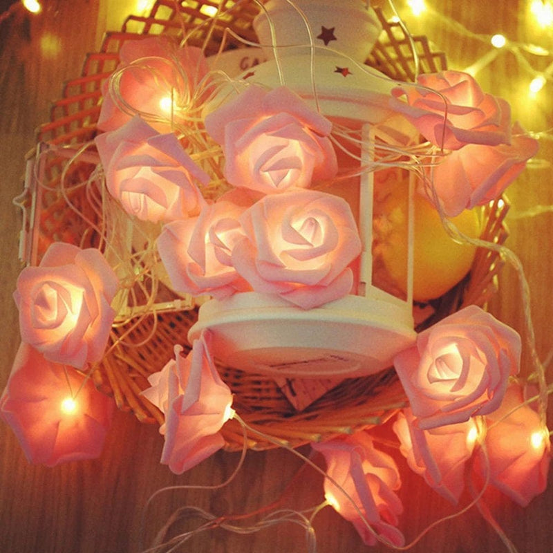 10 Led Rose Flowers Fairy Light Battery Operated String Romantic Lights for Valentine'S Day, Wedding, Room, Christmas, Patio, Festival Party Decor