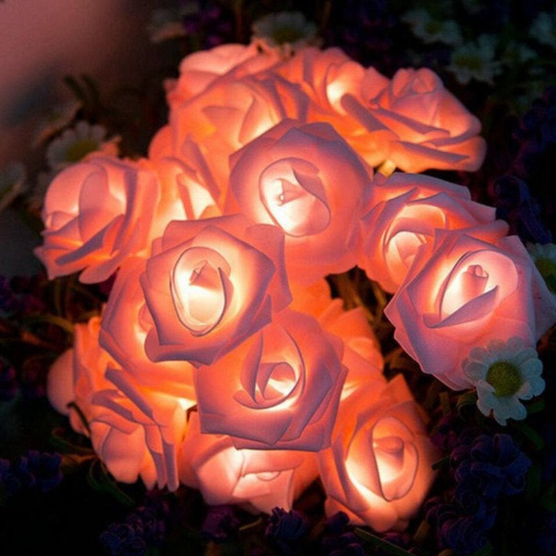 10 Led Rose Flowers Fairy Light Battery Operated String Romantic Lights for Valentine'S Day, Wedding, Room, Christmas, Patio, Festival Party Decor Home & Garden > Decor > Seasonal & Holiday Decorations BOOBEAUTY   
