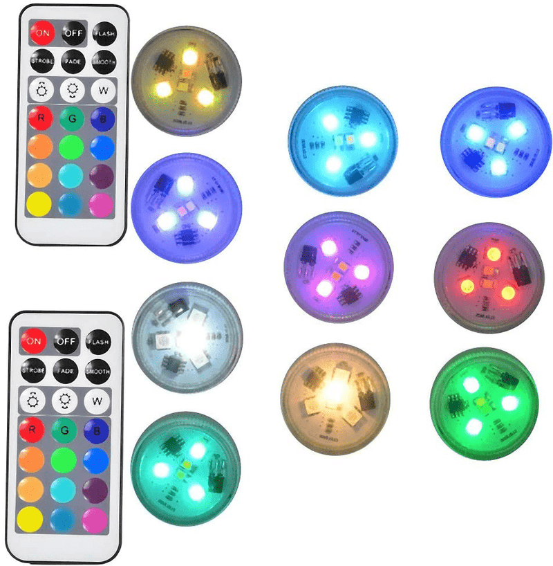 10 Pack Small Submersible LED Lights with Remote, Battery Operated Color Changing LED Tealight Waterproof Underwater LED Lights for Pool Fountain Pond Vase Party Wedding Centerpieces Decoration  Idubai   