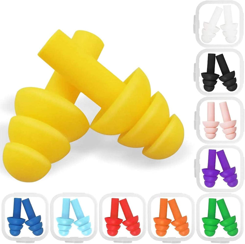 10 Pairs Swimming Earplugs Silicone Noise Cancelling Ear Plugs Reusable Waterproof Earplugs with Case for Swimming and Sleeping, 10 Assorted Colors Sporting Goods > Outdoor Recreation > Boating & Water Sports > Swimming Aniann   