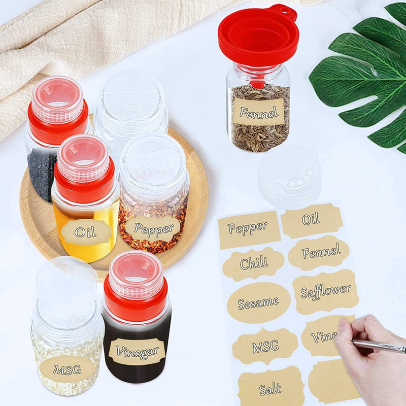 10 Pc Camping Spice Containers - Portable Travel Spice Containers Spice Jars with Label for Outdoor Camping BBQ Picnic Portable Spice Shaker Bottles Sets with Collapsible Funnel and Storage Bag Home & Garden > Decor > Decorative Jars WEWBABY   