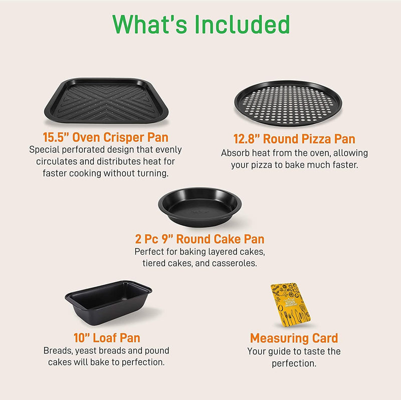 10-Piece Kitchen Oven Baking Pans - Deluxe Carbon Steel Bakeware Set with Stylish Non-Stick Gray Coating inside and Out, Dishwasher Safe & PFOA, PFOS, PTFE Free - Nutrichef Home & Garden > Kitchen & Dining > Cookware & Bakeware NutriChef   
